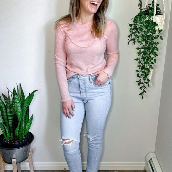 Reborn J // long sleeve pink top // Size Large // NEW! - Picture 1 of 7